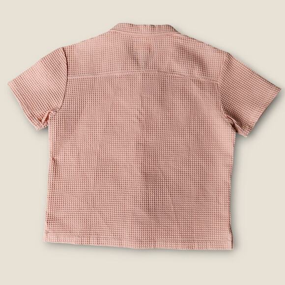 Negative Spaces Mens Salmon Waffle Knit ButtonUp Short Sleeve Casual Boxfit Sz S - Picture 2 of 8